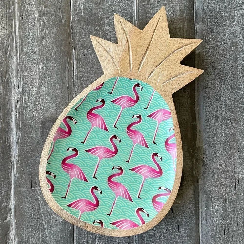 Pineapple Flamingo Solid Wood Boho Decor Tray